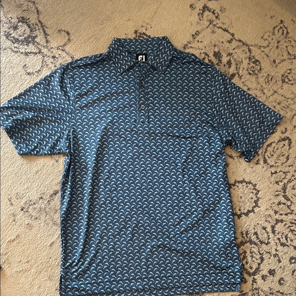FootJoy Men's Navy and White Polo Shirt